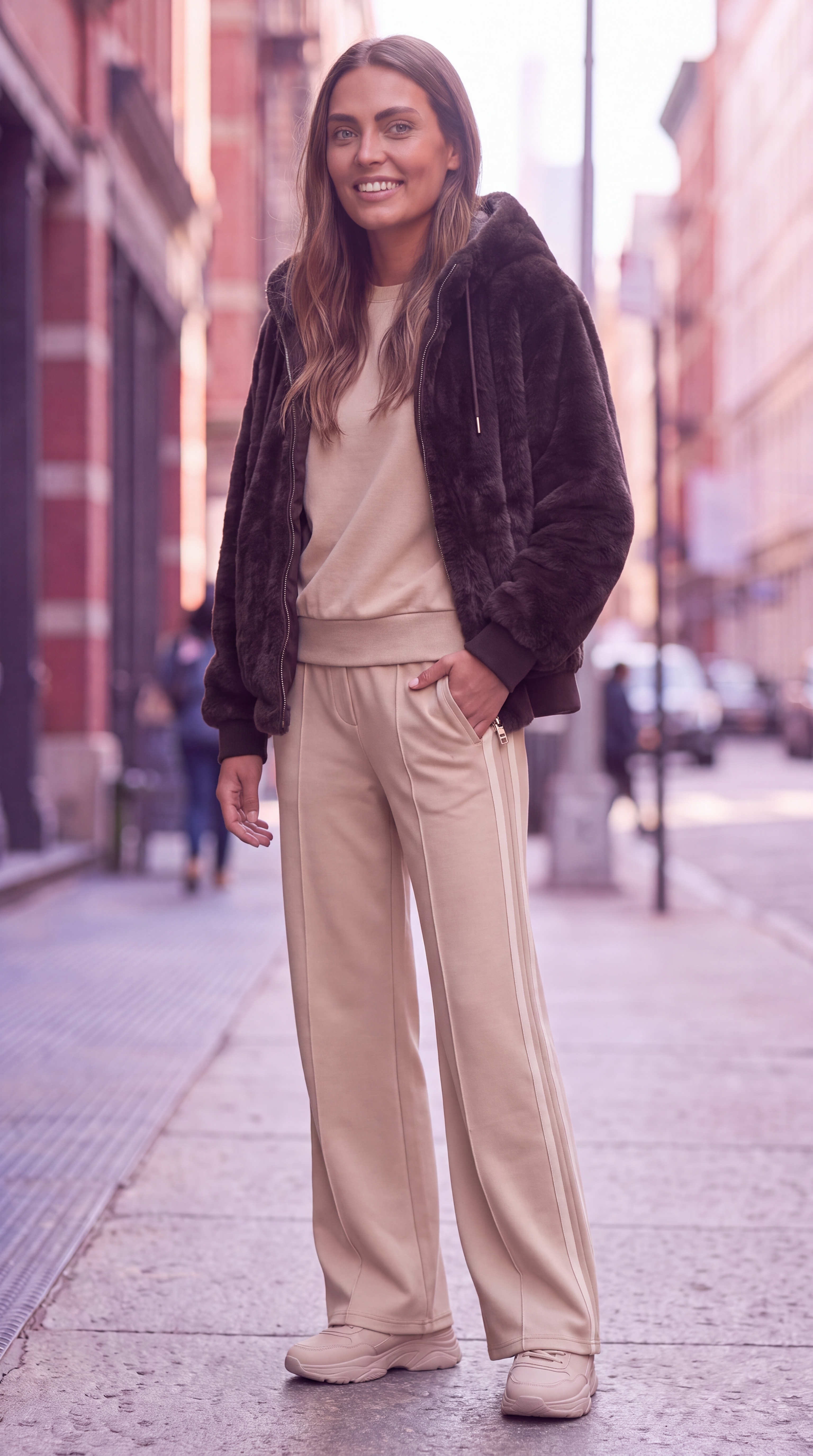 Dámska kožušinová bunda s kapucňou BROADWAY NYC FASHION ESPRESSO - Tmavohnedá s.WEAR 2